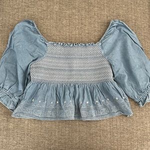 Blue off-the-shoulder Top